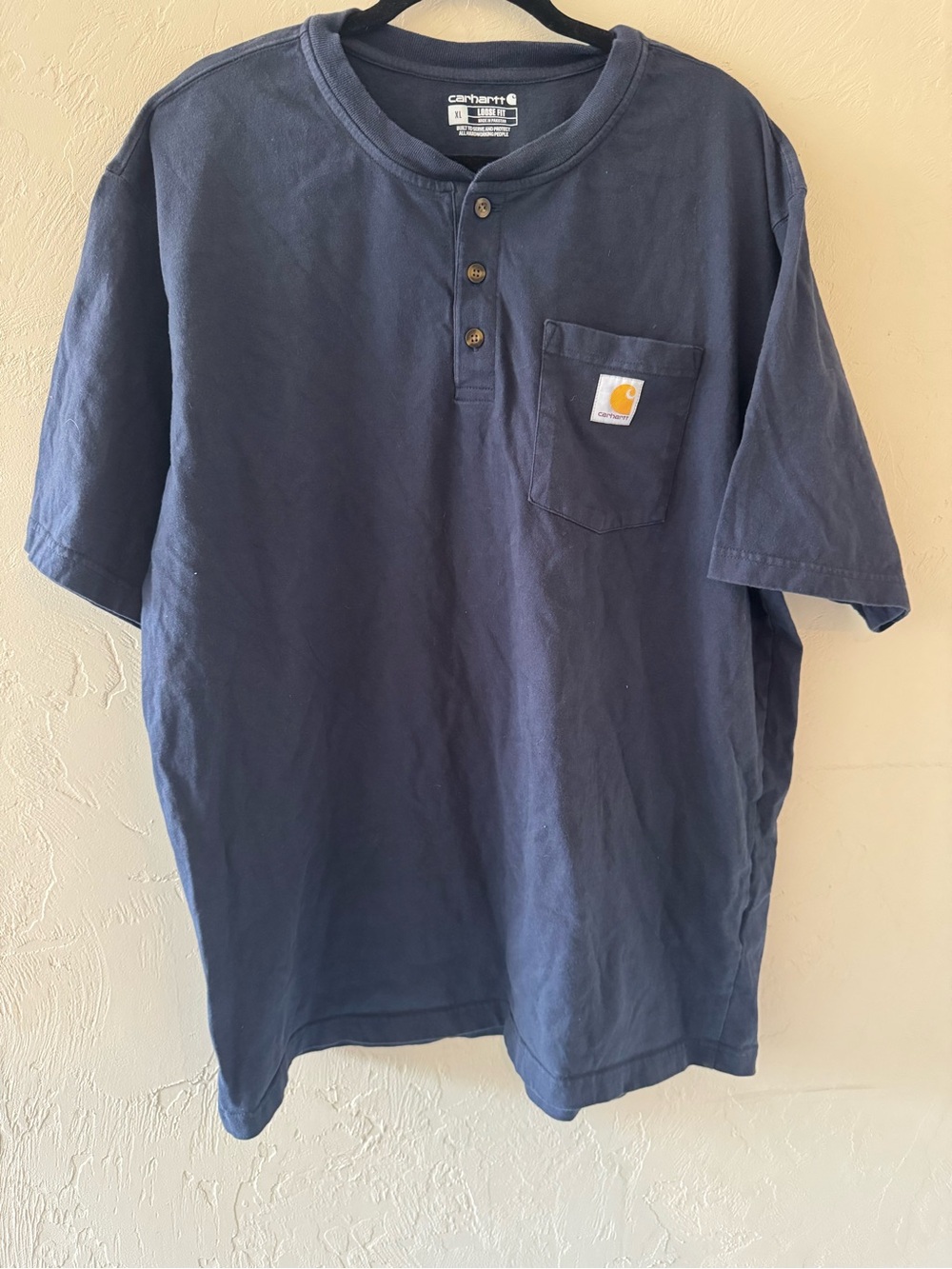 Carhartt Navy Short Sleeve Henley Pocket Tee